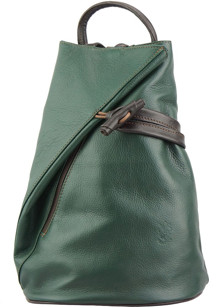 Δερμάτινη Τσάντα Πλάτης Fiorella Firenze Leather 2062 Σκουρο Πρασινο/Καφε