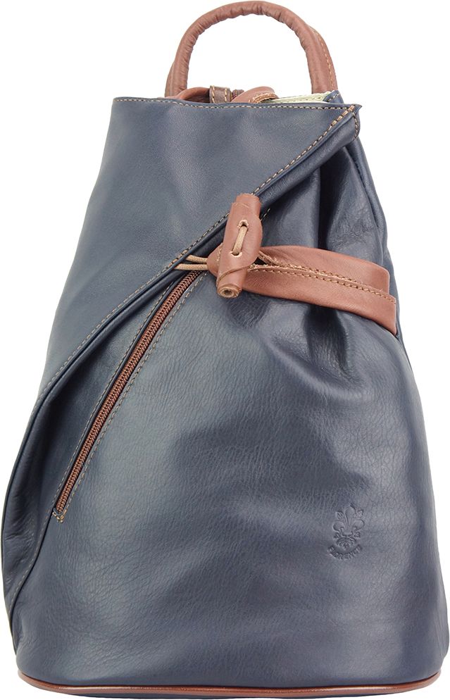 Δερμάτινη Τσάντα Πλάτης Fiorella Firenze Leather 2062 Σκουρο Μπλε/Καφε