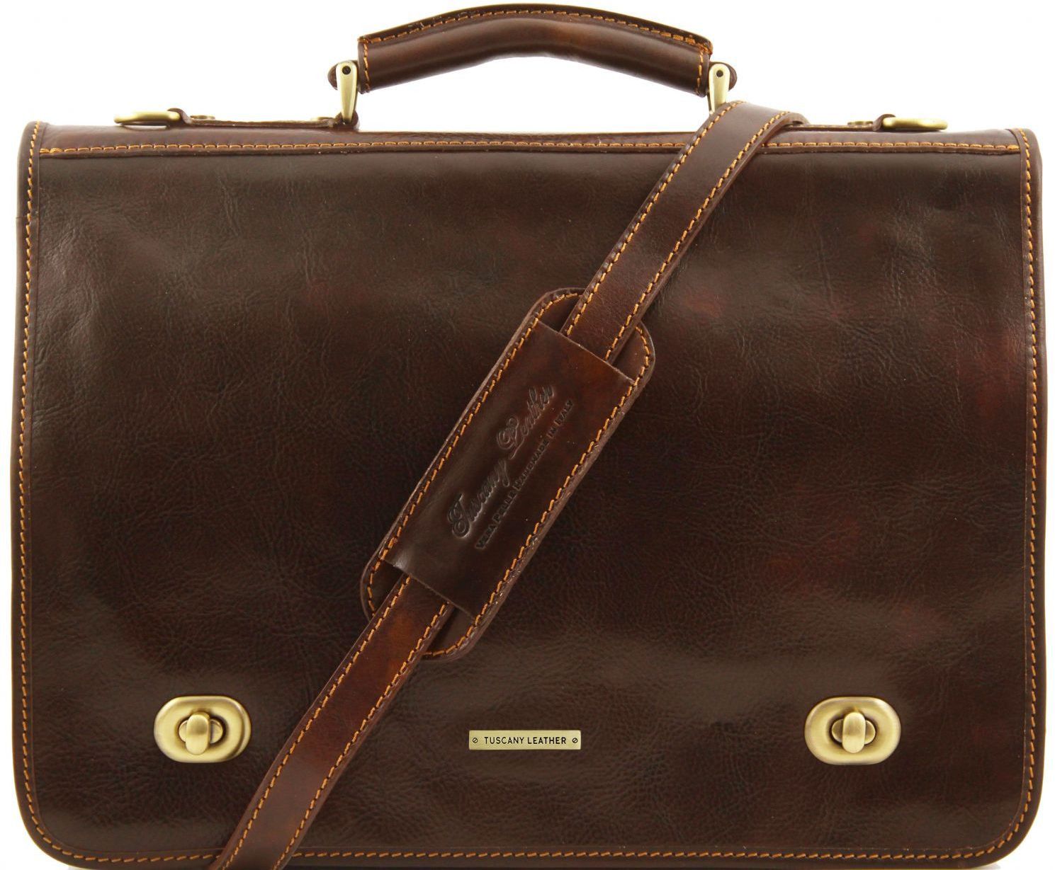 Επαγγελματική Τσάντα Δερμάτινη Siena TL10054 Καφέ σκούρο Tuscany Leather