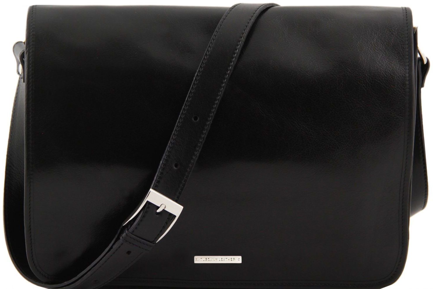Ανδρική Τσάντα Δερμάτινη Messenger Double Μαύρο Tuscany Leather