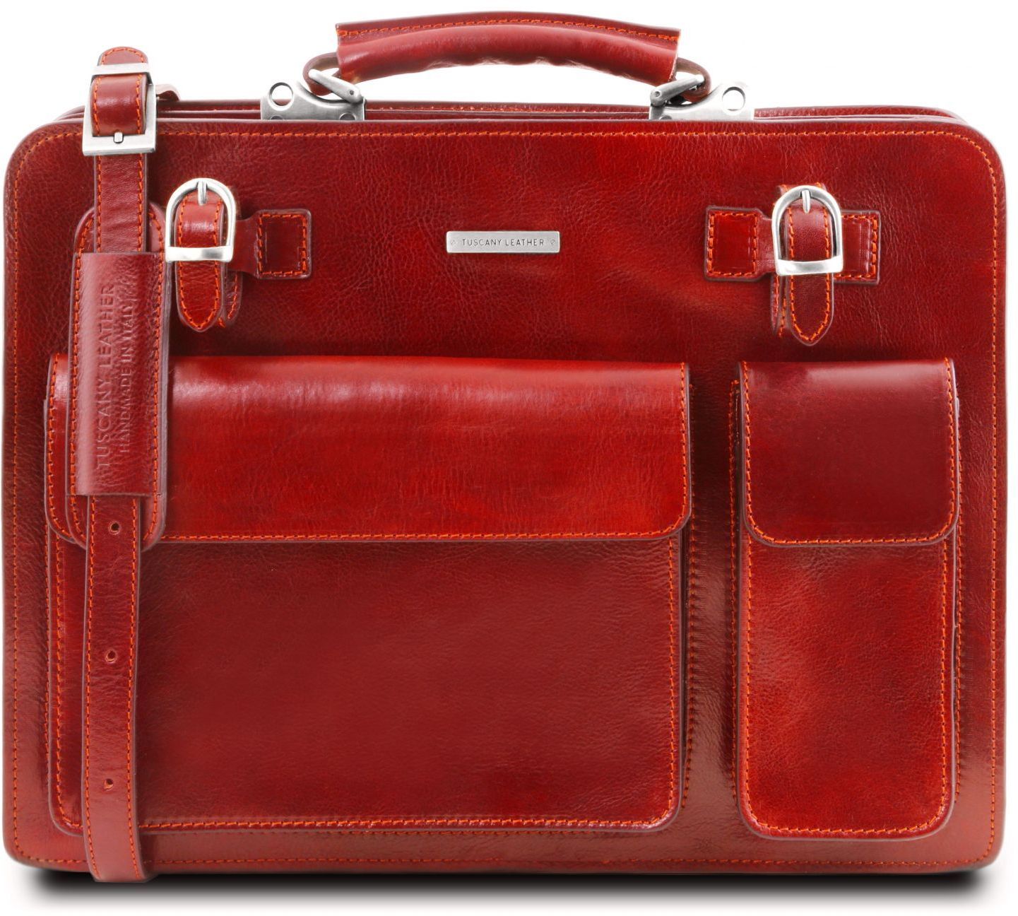 Επαγγελματική Τσάντα Δερμάτινη Venezia Κόκκινο Tuscany Leather