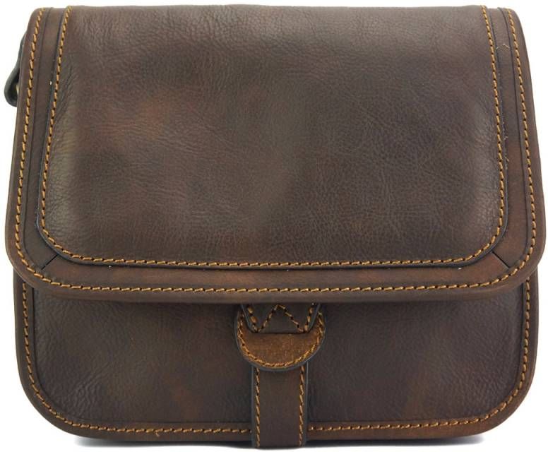 Δερμάτινη Τσάντα Ώμου Marilena GM Firenze Leather 7553 Σκούρο Καφέ