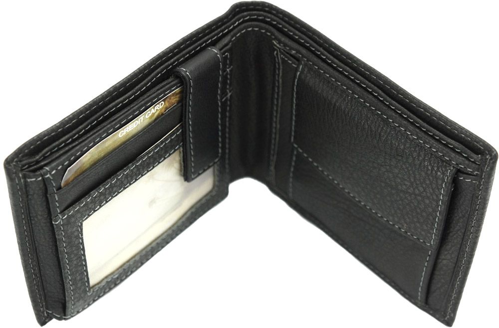 Ανδρικό Δερμάτινο Πορτοφόλι Alfonso Firenze Leather ZA862 Μαύρο