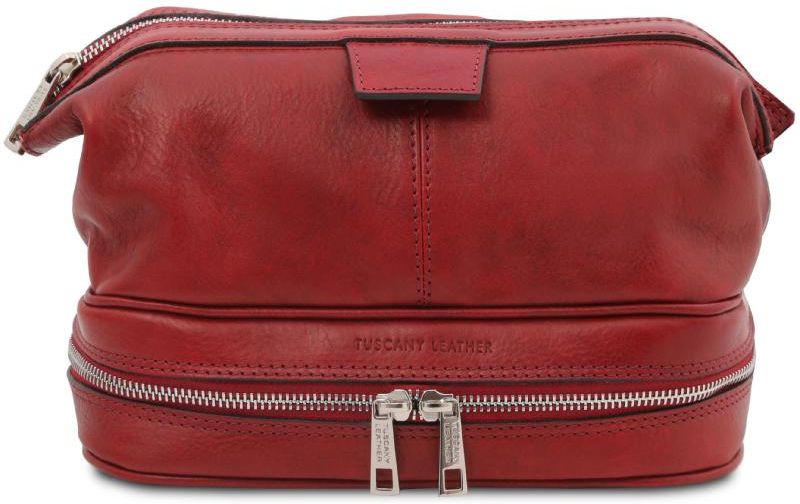 Θήκη Τσαντάκι Καλλυντικών Δερμάτινο Jacob Tuscany Leather TL142204 Κόκκινο