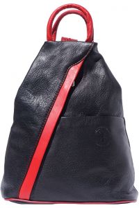 Γυναικειο Δερματινο Backpack Vanna Firenze Leather 2061 Μαύρο/Κόκκινο