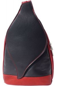 Δερμάτινη Τσάντα Πλάτης Foglia GM Firenze Leather 2060 Μαύρο/Κόκκινο