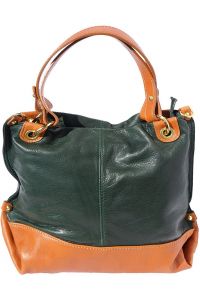 Δερμάτινη Τσάντα Χειρός Alice Firenze Leather 8005 Σκουρο Πρασινο/Μπεζ