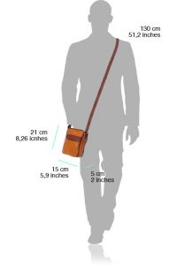 Ανδρικο Δερματινο Τσαντακι Ωμου Firenze Leather B032 Σκουρο /Μπεζ