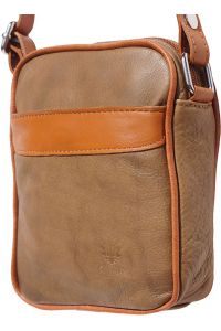 Ανδρικο Δερματινο Τσαντακι Ωμου Firenze Leather B032 Σκουρο /Μπεζ