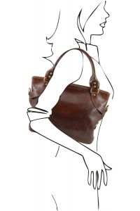 Γυναικεία Τσάντα Δερμάτινη Ilenia Καφέ Tuscany Leather