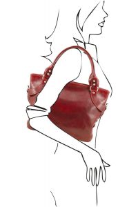 Γυναικεία Τσάντα Δερμάτινη Ilenia Κόκκινο Tuscany Leather