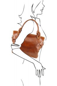 Γυναικεία Τσάντα Δερμάτινη Ilenia Μελί Tuscany Leather