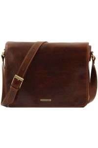 Ανδρική Τσάντα Δερμάτινη Messenger Double TL90475 Καφέ Tuscany Leather