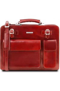 Επαγγελματική Τσάντα Δερμάτινη Venezia Κόκκινο Tuscany Leather