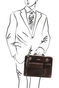 Επαγγελματική Τσάντα Δερμάτινη Venezia Καφέ σκούρο Tuscany Leather