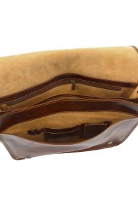Ανδρική Τσάντα Δερμάτινη Messenger Double TL90475 Καφέ Tuscany Leather