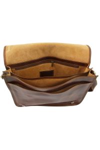 Ανδρική Τσάντα Δερμάτινη Messenger Double TL90475 Καφέ σκούρο Tuscany Leather