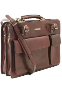 Επαγγελματική Τσάντα Δερμάτινη Venezia Μαύρο Tuscany Leather