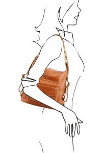 Γυναικεία Τσάντα Δερμάτινη Ώμου / Πλάτης TL141535 Κονιάκ Tuscany Leather