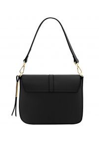 Γυναικεία τσάντα ώμου δερμάτινη Nausica Μαύρο Tuscany Leather