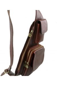 Ανδρικό Τσαντάκι Πλάτης Δερμάτινο TL141352 Καφέ Σκούρο Tuscany Leather