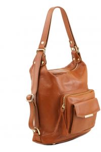 Γυναικεία Τσάντα Δερμάτινη Ώμου / Πλάτης TL141535 Κονιάκ Tuscany Leather