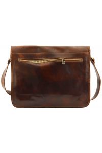 Ανδρική Τσάντα Δερμάτινη Messenger Double TL90475 Καφέ σκούρο Tuscany Leather