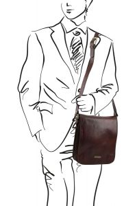 Ανδρικό Τσαντάκι Δερμάτινο Messenger TL141255 Μαύρο Tuscany Leather