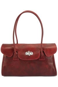 Δερμάτινη Τσάντα Χειρός Lady Firenze Leather 6544 Σκούρο Κόκκινο