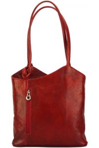 Δερμάτινη Τσάντα Ώμου Cloe V Firenze Leather 6545 Σκούρο Κόκκινο