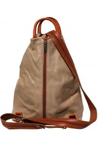 Γυναικείο Δερμάτινο Backpack Vanna Firenze Leather 2061 Σκουρο Μπεζ/Καφε