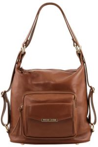 Γυναικεία Τσάντα Δερμάτινη Πλάτης & Ώμου Tuscany Leather TL141535 Κανελί