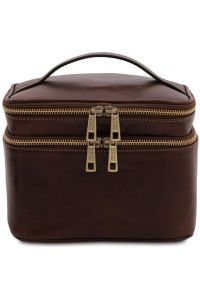 Τσαντάκι Καλλυντικών Δερμάτινο Eliot Tuscany Leather TL142045 Καφέ σκούρο