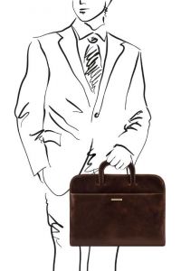 Επαγγελματική Τσάντα Δερμάτινη Sorrento Tuscany Leather TL141022 Καφέ σκούρο