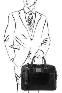 Τσάντα Laptop Δερμάτινη Urbino 15.6 ίντσες Tuscany Leather TL141241 Μαύρο