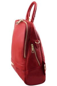 Γυναικεία Τσάντα Πλάτης & Ώμου Δερμάτινη Tuscany Leather TL141376 Κόκκινο lipstick
