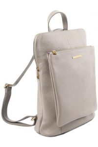 Γυναικεία Τσάντα Πλάτης  Ώμου Δερμάτινη Tuscany Leather TL141682 Γκρι ανοιχτό
