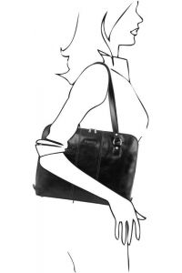 Γυναικεία Επαγγελματική Τσάντα Δερμάτινη Ravenna 15.6 ίντσες Tuscany Leather TL141795 Μαύρο