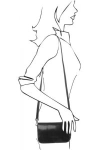 Γυναικείο Τσαντάκι Ώμου Δερμάτινο Tuscany Leather TL141713 Μαύρο