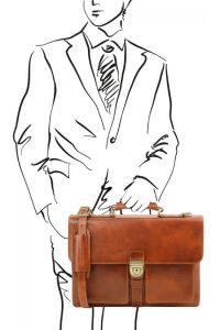 Ανδρική Επαγγελματική Τσάντα Δερμάτινη Assisi 15 ίντσες Tuscany Leather TL141825 Μελί