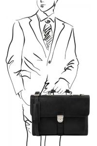 Ανδρική Επαγγελματική Τσάντα Δερμάτινη Assisi 15 ίντσες Tuscany Leather TL141825 Μαύρο