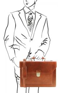 Ανδρική Επαγγελματική Τσάντα Δερμάτινη Cremona 15 ίντσες Tuscany Leather TL141732 Μελί