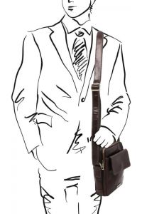 Ανδρικό Τσαντάκι Δερμάτινο Larry Tuscany Leather TL141915 Καφέ Σκούρο