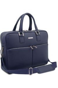 Τσάντα Laptop Δερμάτινη Treviso 17 ίντσες Tuscany Leather TL141986 Μπλε σκούρο