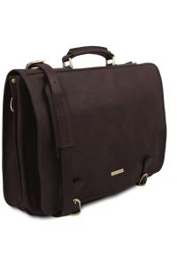 Επαγγελματική Τσάντα Δερμάτινη Ancona 17 ίντσες Tuscany Leather TL142073 Καφέ σκούρο