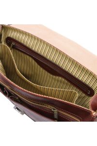 Ανδρική Τσάντα Δερμάτινη Mantova με Smart Connect 15.6 ίντσες Tuscany Leather TL142068 Καφέ