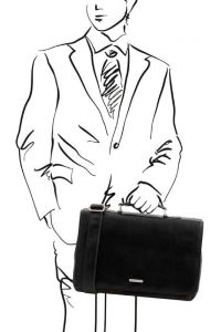 Ανδρική Τσάντα Δερμάτινη Mantova με Smart Connect 15.6 ίντσες Tuscany Leather TL142068 Μαύρο