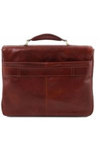 Επαγγελματική Τσάντα Δερμάτινη Alessandria με Smart Connect 15.6 ίντσες Tuscany Leather TL142067 Καφέ