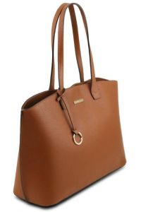 Γυναικεία Τσάντα Ώμου Δερμάτινη Tuscany Leather TL141828 Κονιάκ