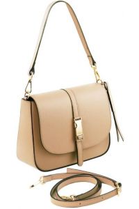 Γυναικεία τσάντα δερμάτινη Nausica Tuscany Leather TL141598 Σαμπανιζέ